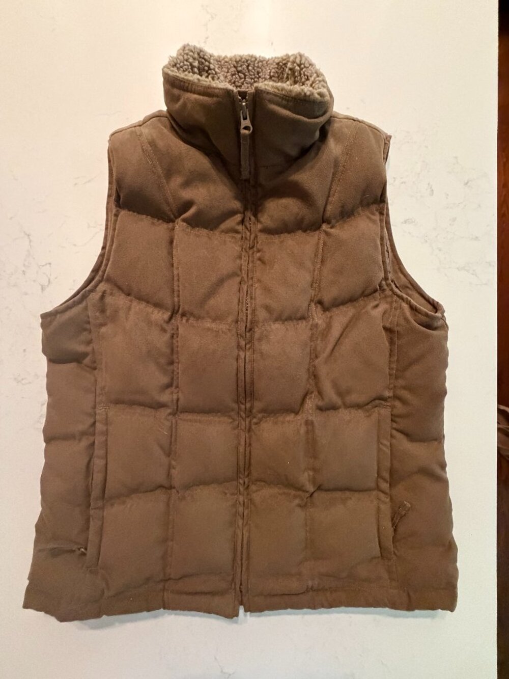 L.L. Bean Womens Medium Goose Down Sherpa Quilted Vest